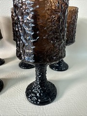 Lenox Hand Blown Crystal Impromptu Brown Wine Glasses/Goblets 7 Inch Lot Of 7