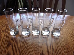 Etched Handled Shot Glasses Vintage – Set of 5