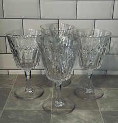 4 Stuart Abbey Water Goblets Wine Glasses Made in England Discontinued Marked