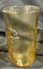 Vintage Anchor Hocking Spring Song Daisy Amber Gold Glass Tumbler Set Of 4