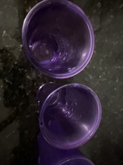 VTG MCM Indiana 5 Glasses Purple Juice Time Glasses Embossed Fruit See Detail