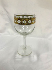 1 VALENCIA Culver 5.75″ tall WINE Glass 6 oz Green Diamond 22 KT Gold