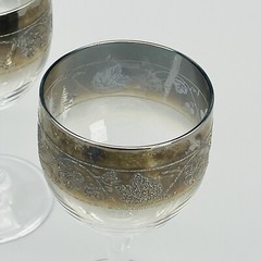 5 Vitreon Queen’s MCM Silver Fade Cordial Glasses Ombre Luster Etched Grape 60’s