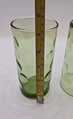2 Vtg Hazel Atlas Eldorado MCM 10 oz Tumblers Juice Glasses Green 5 1/8″ 1960s