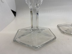 3 Fostoria American Cube Hex Footed Water Wine Goblets 8oz Stemmed Glasses 6 7/8
