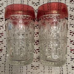 Tiffin Franciscan Set of 4 Highball Glasses Kings Crown Ruby Red Flash Cranberry