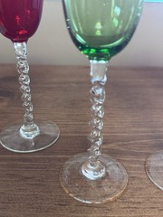Vintage Jewel Tone Crystal Wine Goblets – Air Twist Stem – Set of 4 (MINT)