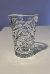 Vintage Anchor Hocking Flared Juice Glass Star of David Prescut Oatmeal Design