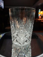 (1) Tumbler 4″, American Brilliant Period Cut Glass Crystal Early design Straus?