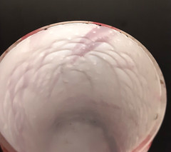 SET 6 Antique NORTHWOOD Glass «LEAF MOLD» Cased Cranberry Mica Tumblers EAPG