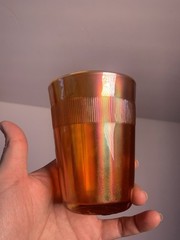 Fenton Iris Enameled Prism Band Marigold Carnival Tumbler c1920’s