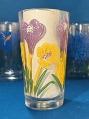 VTG Set of ✨12 ✨Boscul Peanut Butter Glasses MCM Floral Tumblers UNUSED MINT