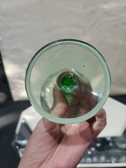 Cocktail Glass wine Crystal Heisey Moongleam green silver overlay African 3370