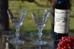 Vintage Etched Cystal Wine Glasses – Water Goblet, Set of 4, Tiffin Franciscan