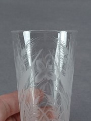English Stourbridge Engraved Bee & White Juice Tumbler Glass Circa 1880-1900