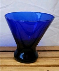4 PCs Libbey Cobalt Blue Lowball Stemless Cocktail Martini Glasses Barware 4”T
