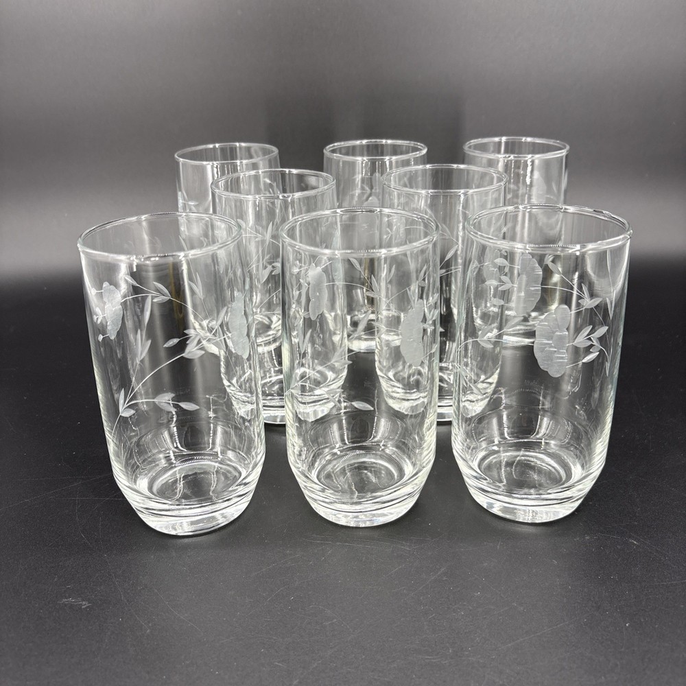 Princess House Heritage 11 Oz Beverage Tumblers Glasses 5” Set of 8