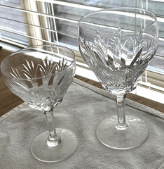 2 Stuart Crystal MANHATTAN Glass(s) Water & Cocktail/Wine Clear Cut Glass =VTG