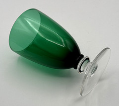 Emerald Green Cocktail Glasses 4 oz. W/Clear Stem & Base 4 3/8” Tall, Set of 4