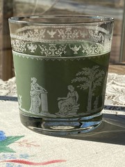 Jeanette Wedgewood Grecian Green Jasperware Glasses 3.15″ Diameter ~3.25″ Tall