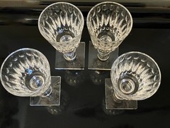 VINTAGE 4 HAWKES CUT CRYSTAL ST GEORGE WINE GLASSES STEMS SQUARE BASE STEM #7332