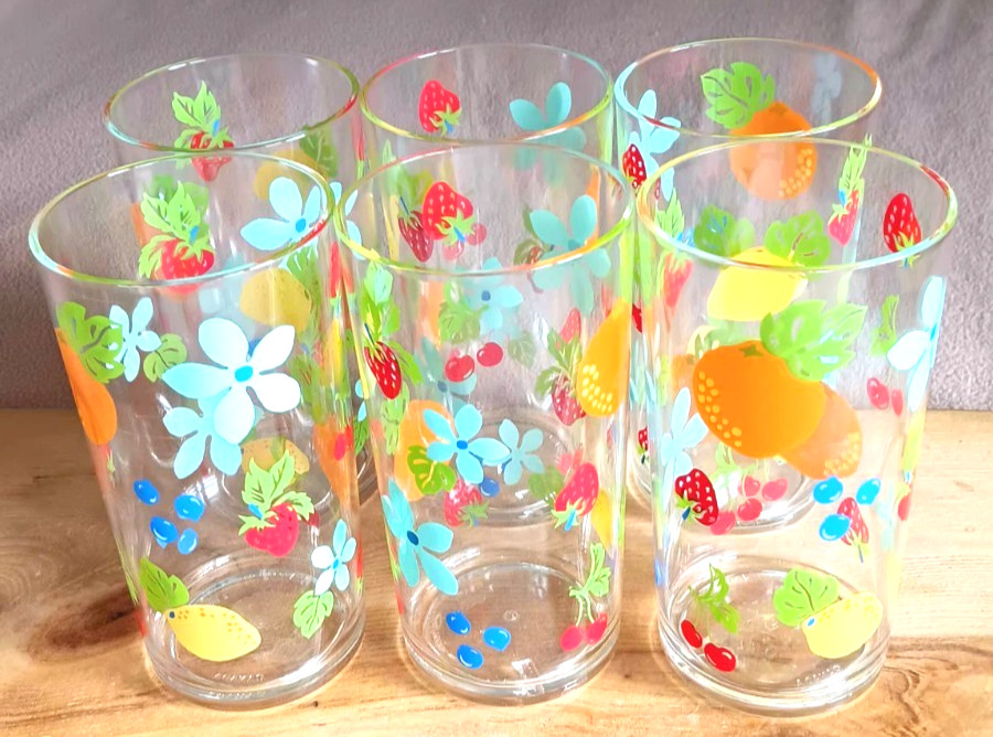Vintage Retro Tumblers 14-16 oz made by Precidio Inc. Canada. Set of 6