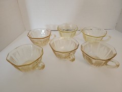 Set of 6 Anchor Hocking Princess Cups Topaz Yellow Depression Glass 6 oz…
