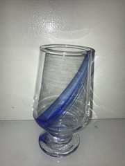 Libbey Blue Ribbon 12.8 oz. Glass Goblet Tumbler Clear Blue one glass
