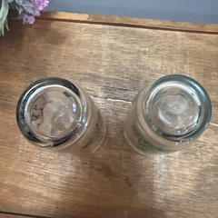 2 Swanky Swig Child’s Juice Glasses Kraft Cheese Jar Duck Horse Cat Rabbit Vtg