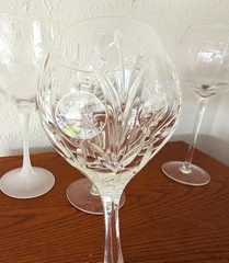 5 Vintage Mismatched Crystal Wine Goblets Mixed Barware MCM Stemware Glasses