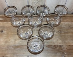 Fostoria Wedding Ring Set of 10 Sherbet Champagne Glasses 4.25″ tall Vintage
