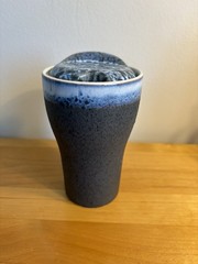 Blue Drip Glaze Ceramic Stoneware Tumbler Coffee Cup w/Lid