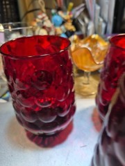 6 pc ~ VTG Anchor Hocking Royal Ruby Red 4~8 oz 1 ~ 4oz Juice Glass And Bell