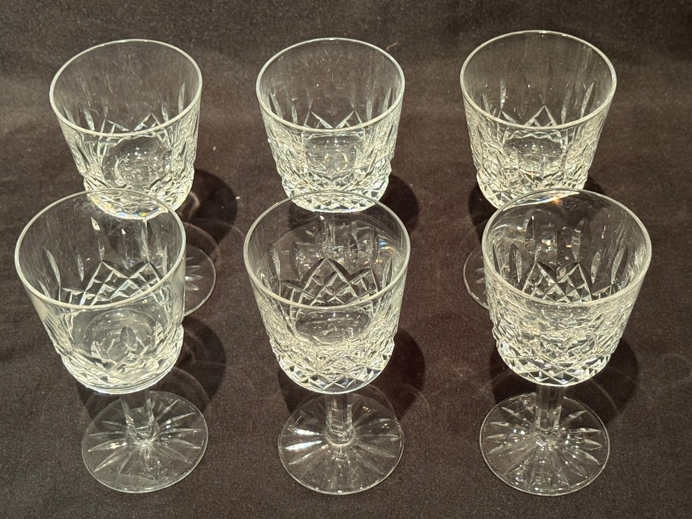 Waterford Lismore Crystal Sherry Port Wine Cordial Glasses 4 1/4″ Set of 6