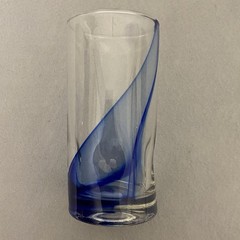 Vtg Highball Tumblers-Cobalt Blue Swirl – Set of 2-Hand Blown Art Glass 6”