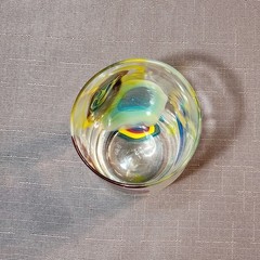Vtg BBG|Bay Blown Glass Party Cup Pair|Hand Blown Art Glass UV Uranium Star|READ