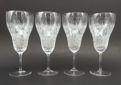 SET 4 ROSENTHAL Crystal ROMANCE II MOTIF Etched 7 5/8″ Water Goblets Glasses #1