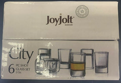 JOYJOLT CITY SHOT GLASS BARWARE 2 OZ WHISKEY TUMBLER SET OF 6 BRAND NEW NIB