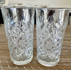 VTG Set of 2 Libbey Hobstar Tumblers Highball Heavy 16 oz. 6″ Tall