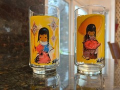 VTG Ted DeGrazia CHILDREN OF THE SOUTHWEST LIBBEY TUMBLER GLASS SET set of 2