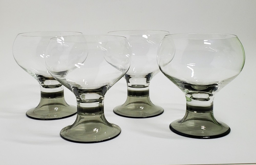 EUC 4 Rosenthal Studio Linie Romus 29300 Crystal Challis Smoke Foot Wine Glasses