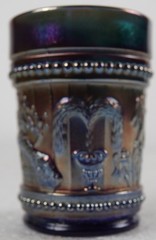 ANTIQUE NORTHWOOD PEACOCK FOUNTAIN CARNIVAL GLASS TUMBLER GLASS