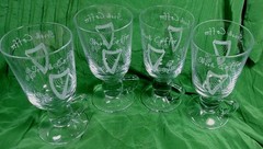 4 Irish Coffee Mugs *EAMON* Ireland Glass Liqueur Cups Etched Harps Shamrocks