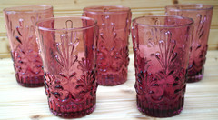 Pilgrim Glass Adams Cranberry (5) 12 ounce Tumblers, 5″ (S53)