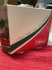 Vintage Libbey Christmas Holiday Holly & Berries 14oz Glasses Set of 4 In Box!