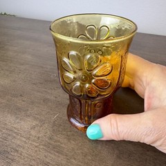 Vintage LIBBEY Amber Daisy Juice Glass MCM Collectible – 1 piece