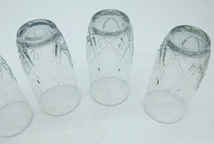 Vintage Crystal Tumblers Etched Wheat Pattern Light Iridescence 6″ Set of 5