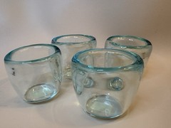 Crate & Barrel Handblown Tumbler Shot Glasses Set of 4 3″ Tall Glossy Clear