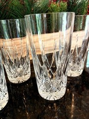 Stuart REGENCY 4 Highball Crystal Glasses Criss Cross Cuts 6 1/8″ No Chips