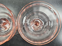 3 Pink Optic Rib Champagne Tall Sherbet Set Depression Elegant Bowl Stemware Lot